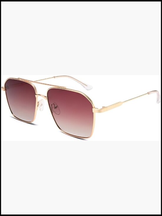 Classic Square Aviator Polarized Sunglasses Oversized Double Bridge Metal Frame main image 4